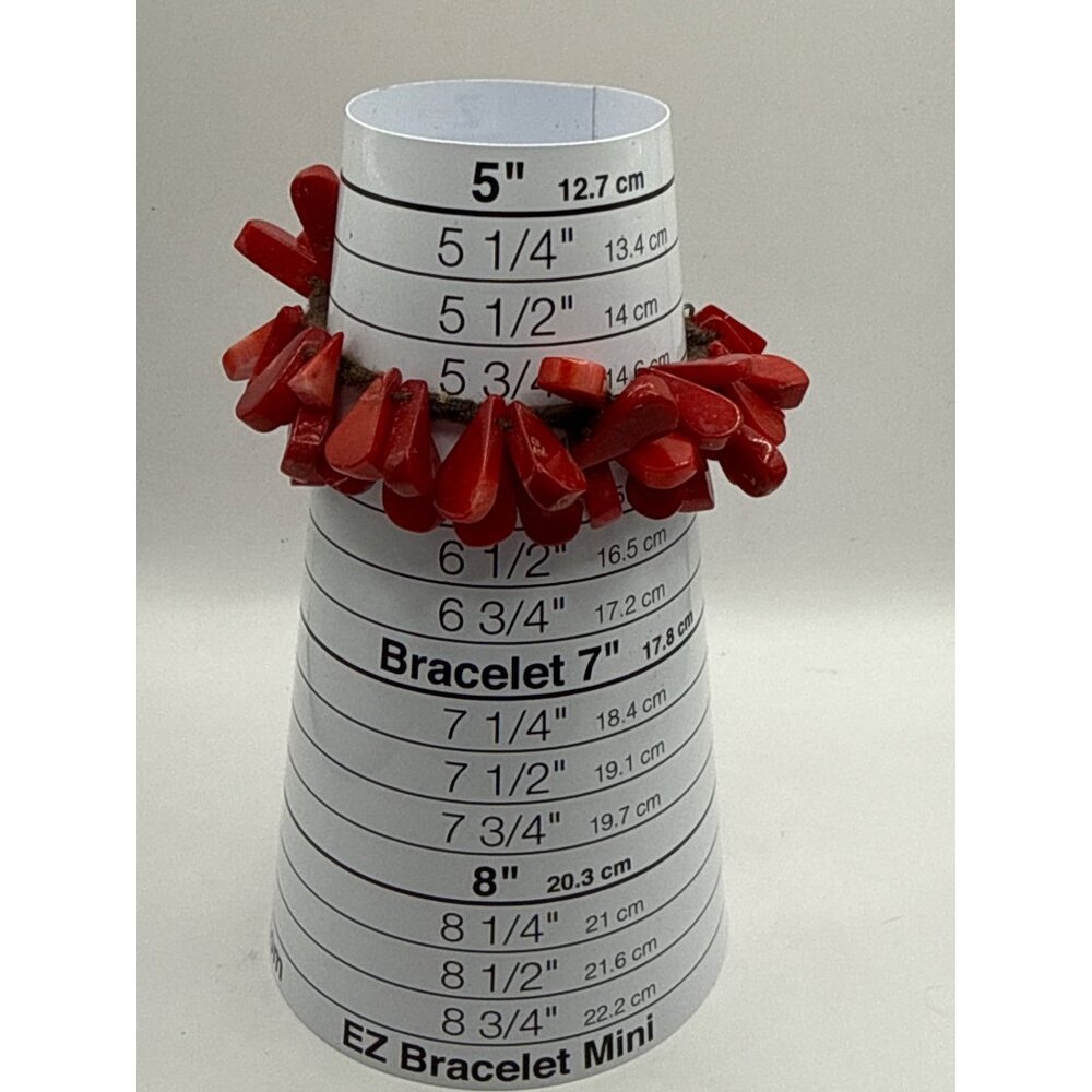 Jane Tran Red Coral Stretch Bracelet Boho Chic Nautical Jewelry